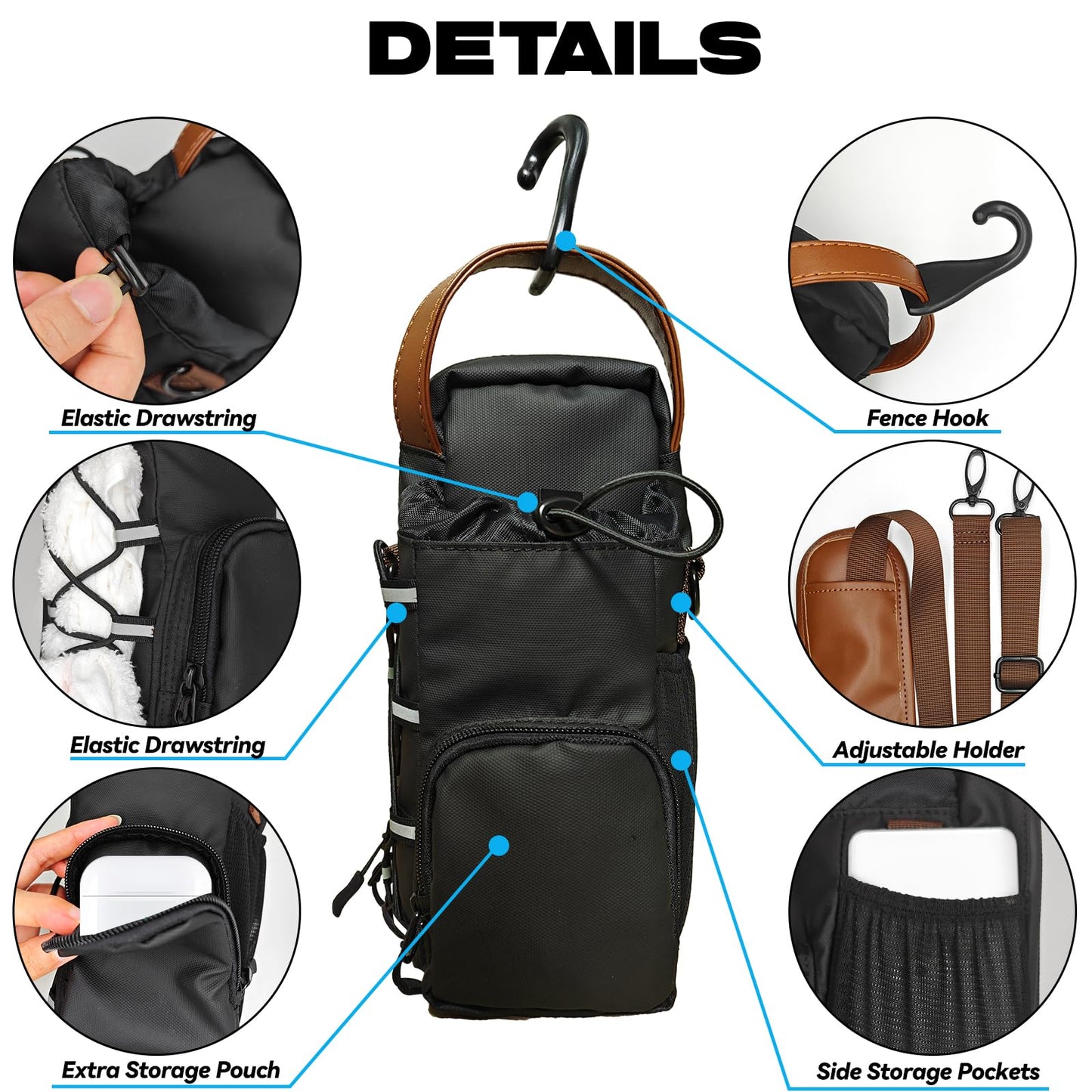 Magnetic Gym Bag for Men and Women, Magnetic Water Bottle Holder for Gym, Small Gym Bag, Gym Gifts for Women and Men (Blue, <40 OZ)
