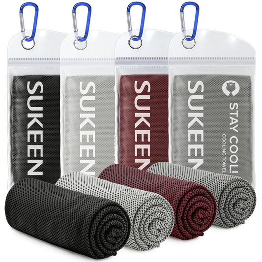 Sukeen 4 Pack Cooling Towels (40"x12"), Cooling Neck Wraps, Ice Towel, Soft Breathable Chilly Towel,Microfiber Towel for Yoga,Sport,Running,Gym,Workout,Camping,Fitness,Workout & More Activities