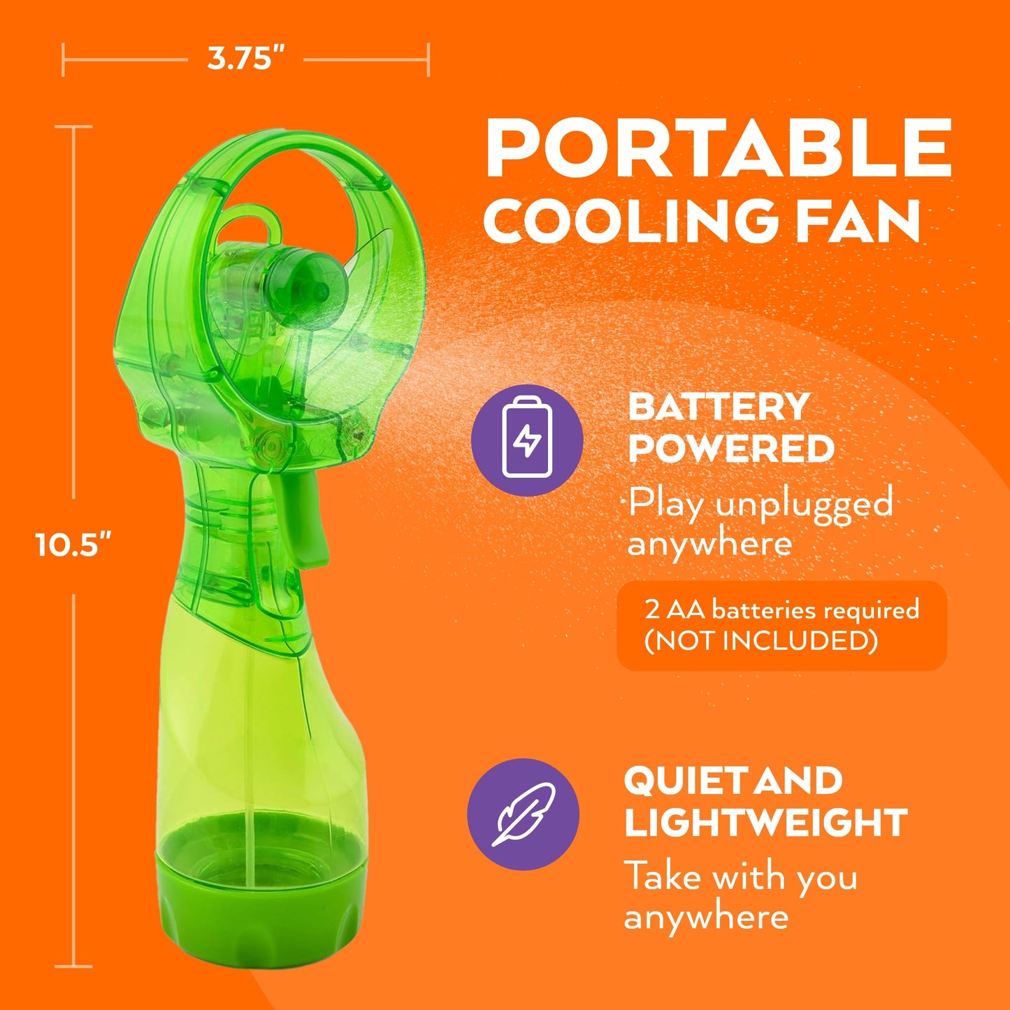 O2COOL Deluxe Handheld Battery Powered Water Misting Fan (Green)