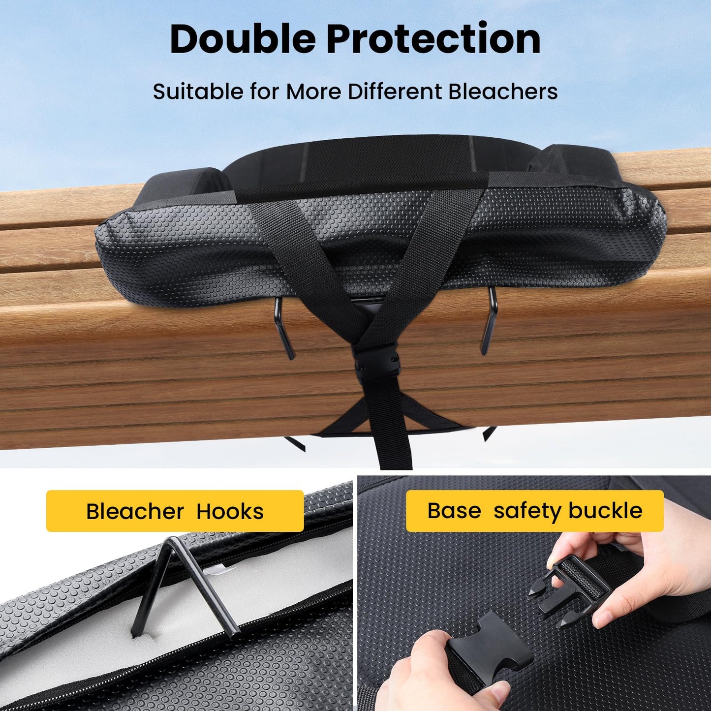 JTSIOV Stadium Seats with Back Support, 25" Extra Wide Bleacher Chairs with Back and Cushion, 3D Mesh Stitching Stadium Chair, 6 Reclining Positions Bleacher Seats for Sports Events