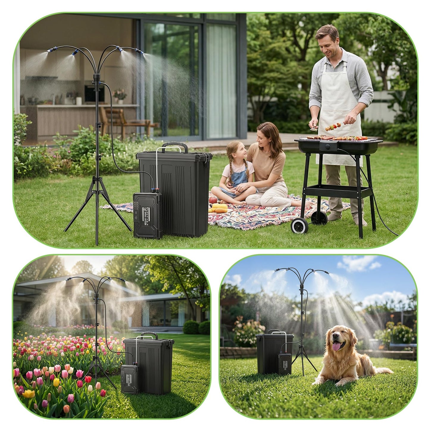 Portable 4 Gallon Misting System with 15000mAh Rechargeable Pump, 33FT Hose – Powerful Outdoor Water Bucket Misters for Outside Patio Cooling, Backyard, Canopy, Camping, Umbrella, Sports, Greenhouse