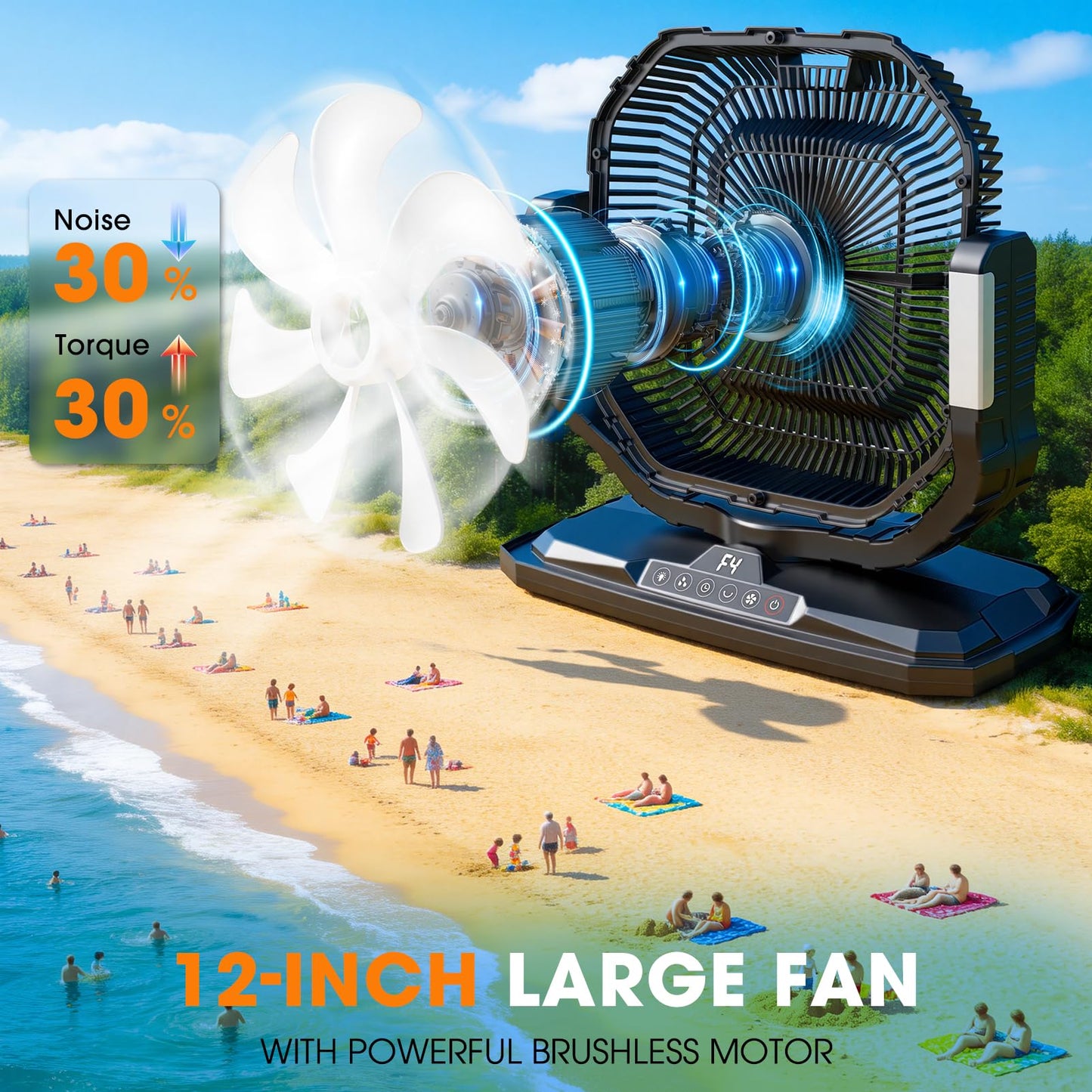 Ausic 5 Gal 12" Portable Misting Fan for Outside Patios, 30000mAh Outdoor Oscillating Rechargeable Battery Fan, Cooling Water Camping Fan with Telescopic Handle/Remote, Summer Essentials