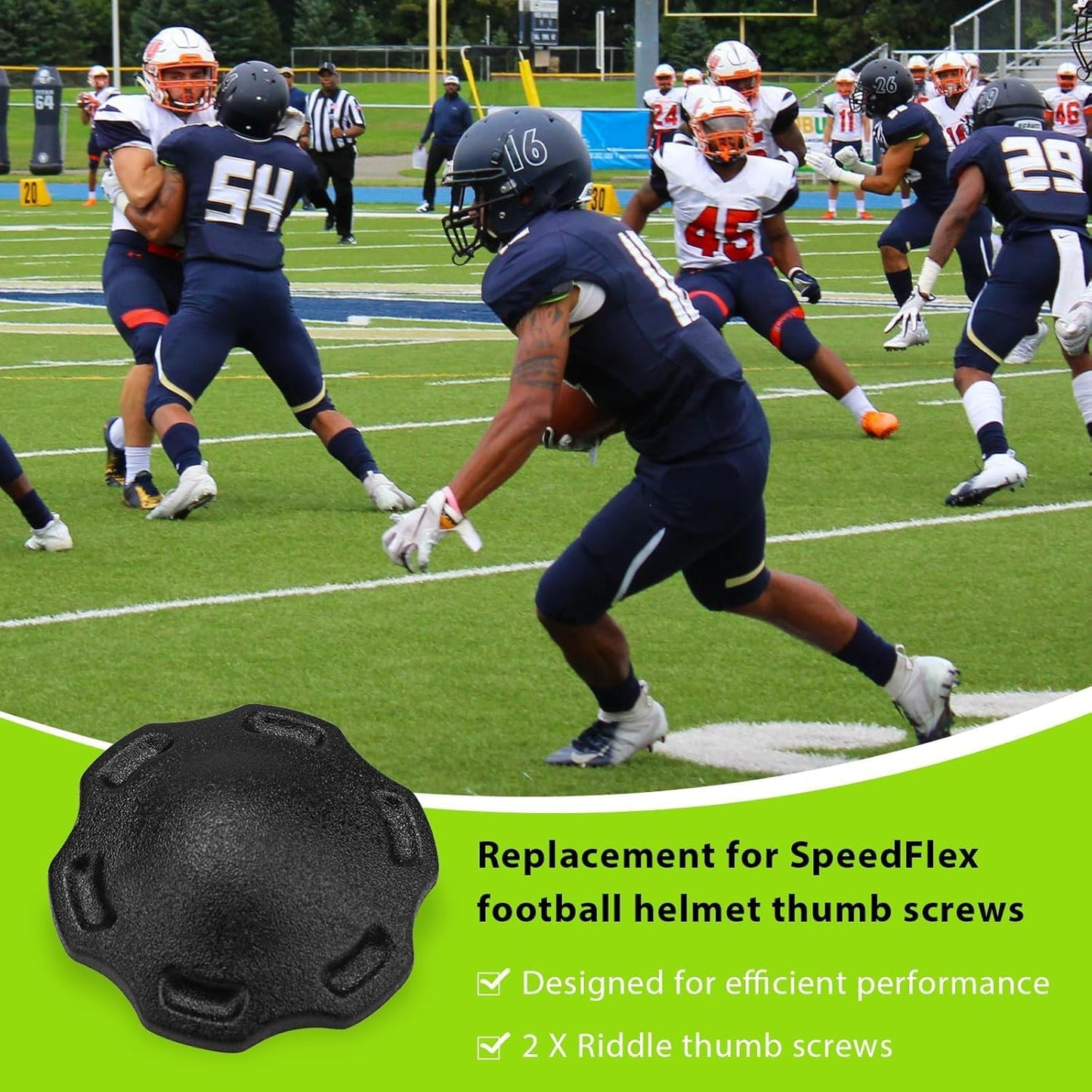 Football Helmet Thumb Screws & Helmet Pump and Inflation Needle Compatible with Riddell SpeedFlex, Keep for Speedflex Youth Football Helmet Chinstrap Stabilization System to Reduce Head Injury