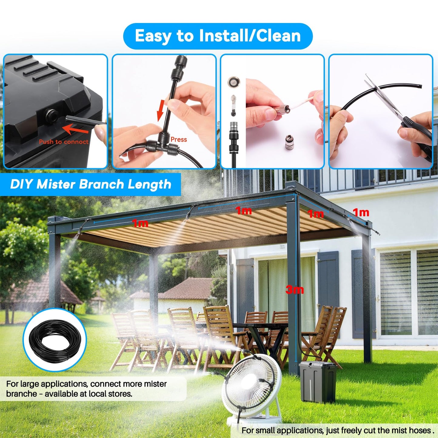 Ausic Portable Misting System, Outdoor Misters for Outside Patio Cooling, 9L Bucket with Built-in 10000mAh Battery & PCS Pump, for Outdoor Sports/Patio/Umbrella/Pasture/Greenhouse/Canopy/Camping