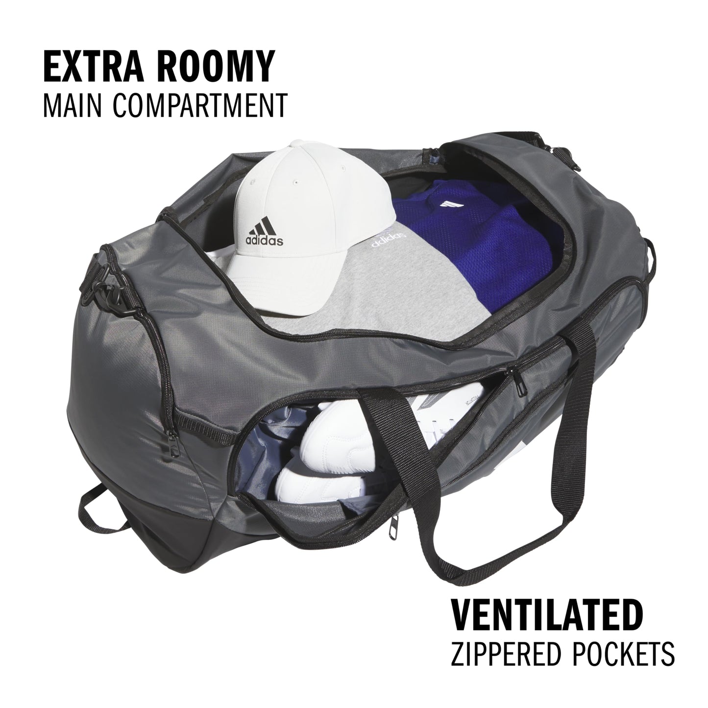 adidas Defender 5 Duffel Bag for Sports, Gym and Travel, Black, OSFA