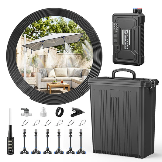 Portable 4 Gallon Misting System with 15000mAh Rechargeable Pump, 33FT Hose – Powerful Outdoor Water Bucket Misters for Outside Patio Cooling, Backyard, Canopy, Camping, Umbrella, Sports, Greenhouse