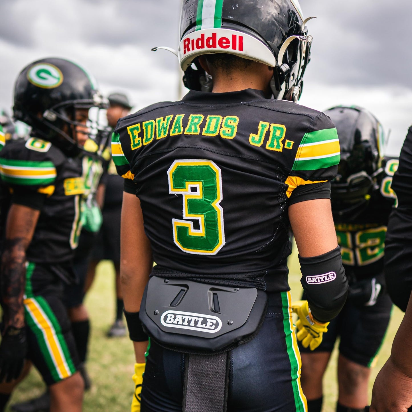 Battle Sports Football Back Plate – Hard Shell Lower Back Protector with Contoured Foam for High-Impact Protection for Youth, Kids and Adults
