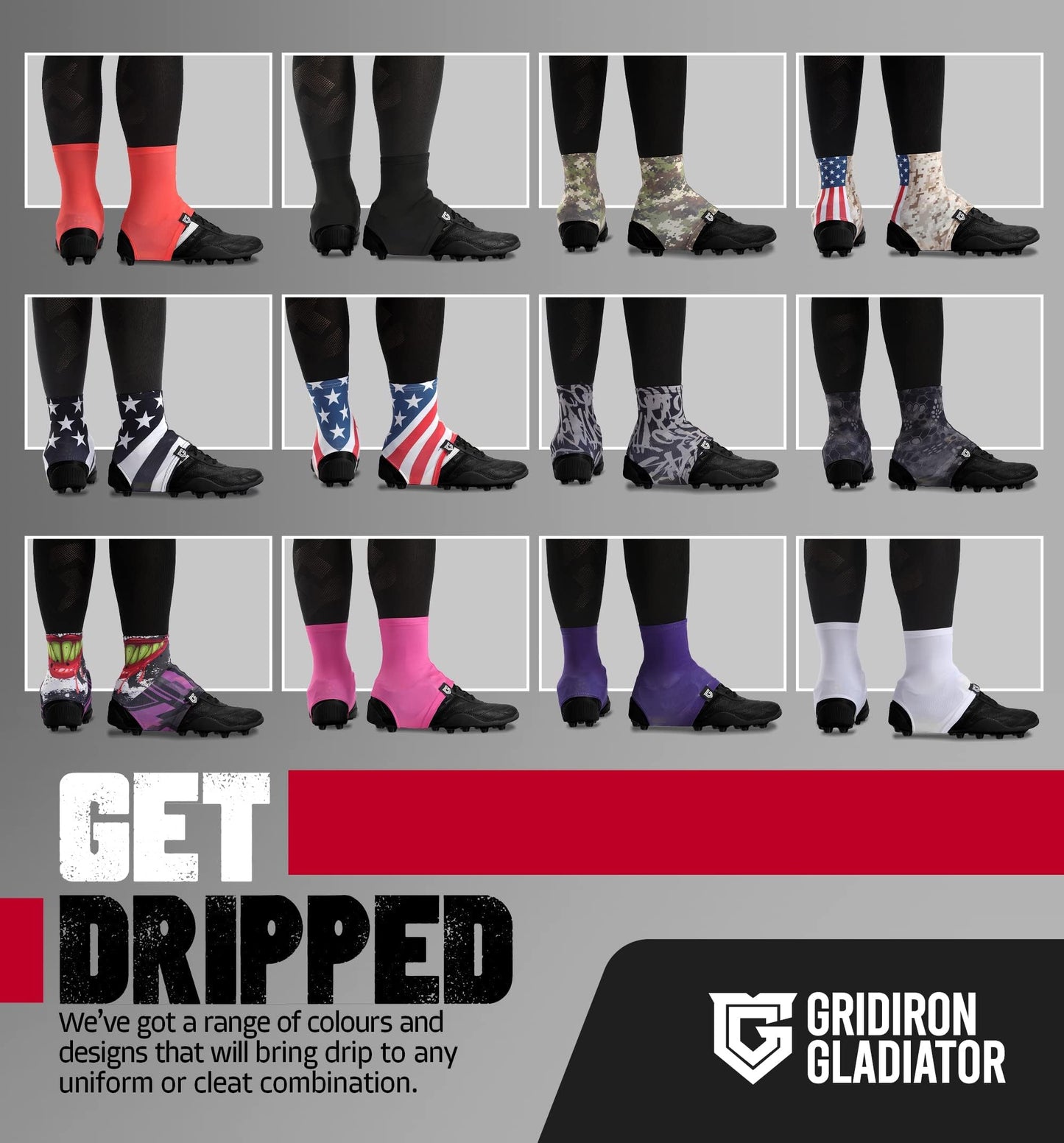 Gridiron Gladiator Football Spats - Spat Cleat Covers for Youth or Adult - Cover Cleats for Baseball Soccer Football - Shoe Sleeves - Sports Gear - Green - Medium