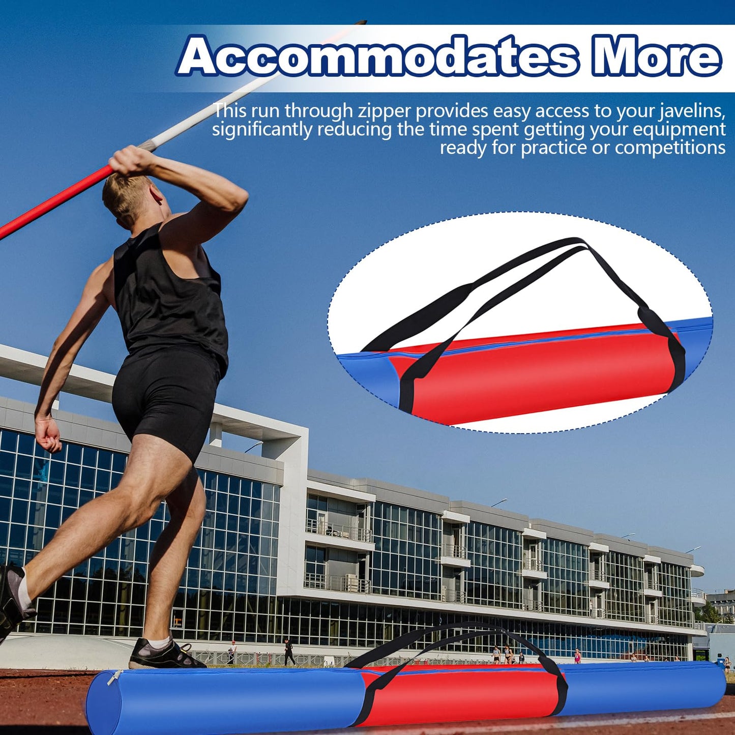Javelin Carrying Bag Heavy Duty Polyester Fabric Javelin Carrying Case for Track and Field Throwing Equipment, Hold up to 10 Javelins