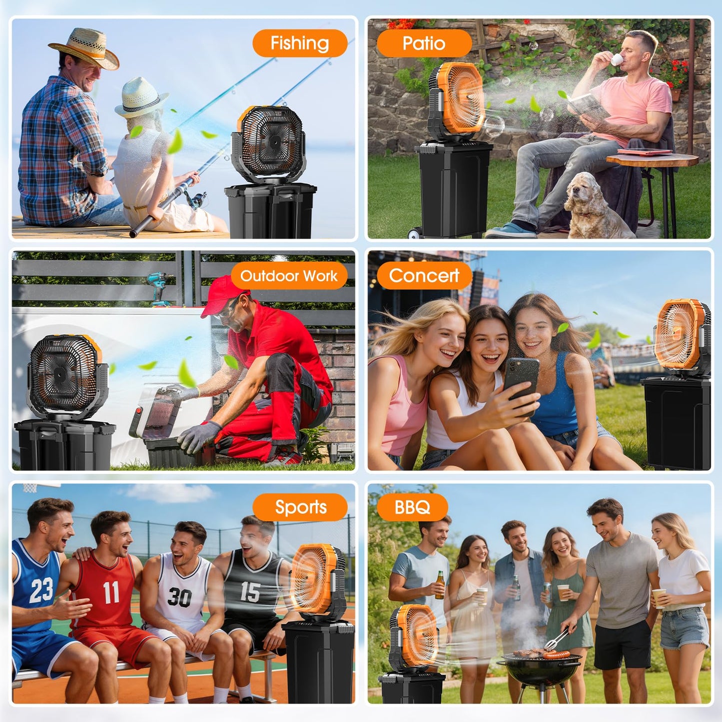 Ausic 5 Gal 12" Portable Misting Fan for Outside Patios, 30000mAh Outdoor Oscillating Rechargeable Battery Fan, Cooling Water Camping Fan with Telescopic Handle/Remote, Summer Essentials