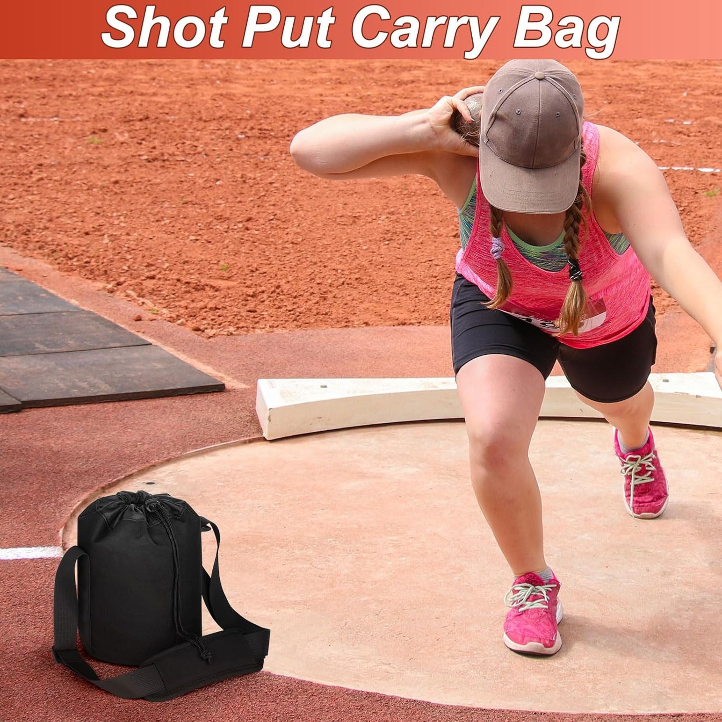 Cosmos Shot Put Carry Bag - Portable Shoulder Bag with Adjustable Strap and Foam Pad for Carrying Single Shot Put Ball from 6 LBS to 16 LBS