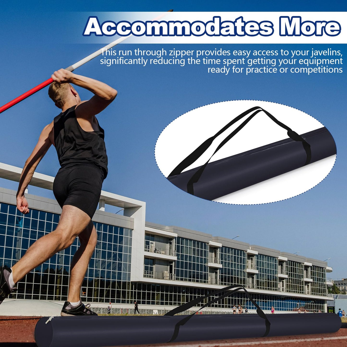 Javelin Carrying Bag Heavy Duty Polyester Fabric Javelin Carrying Case for Track and Field Throwing Equipment, Hold up to 10 Javelins