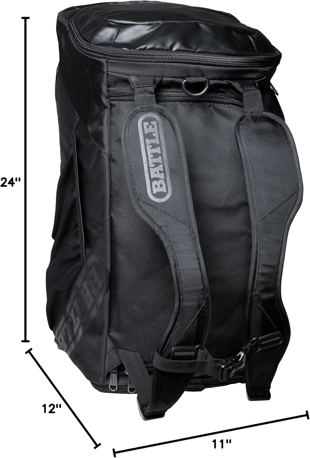 Battle Sports Vault Duffle Bag - Gym Duffle Bag with Vented and Expandable Pockets, Adjustable Shoulder Straps, Top Grab Handle, Made with Durable Material, Football Accessory, Gym or Carry On Bag