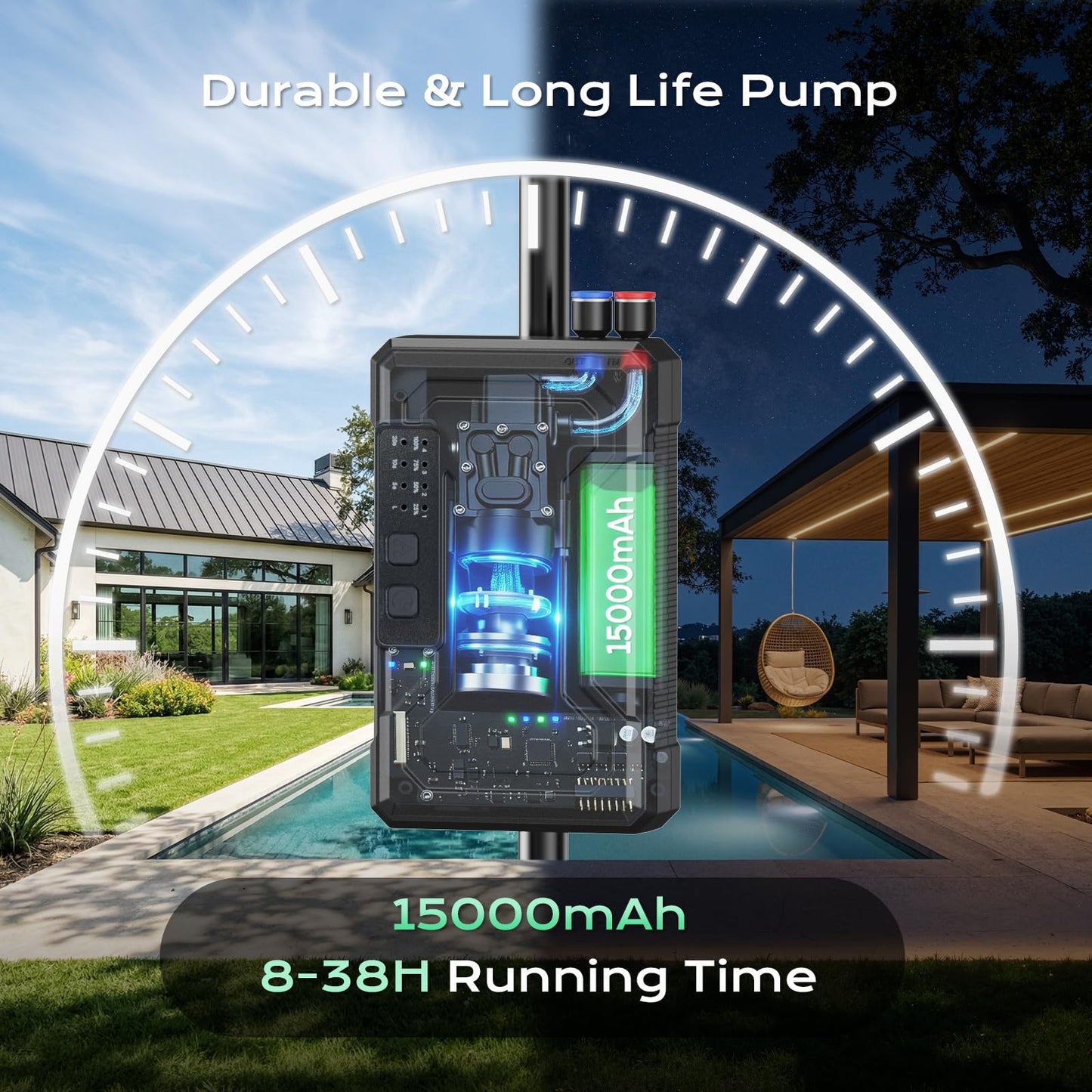 Portable 4 Gallon Misting System with 15000mAh Rechargeable Pump, 33FT Hose – Powerful Outdoor Water Bucket Misters for Outside Patio Cooling, Backyard, Canopy, Camping, Umbrella, Sports, Greenhouse