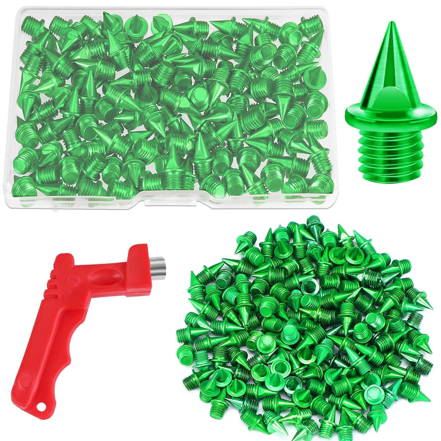JULMELON 120PCS 1/4inch Stainless Steel Track and Cross Country Spikes Golf Shoe Spikes with Spike Wrench, Replacement Spikes for Sprint Sports Short Running Track Shoes