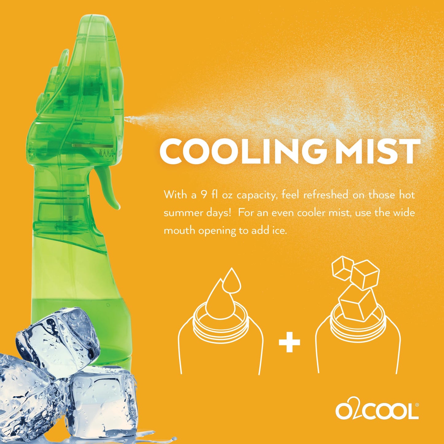 O2COOL Deluxe Handheld Battery Powered Water Misting Fan (Green)