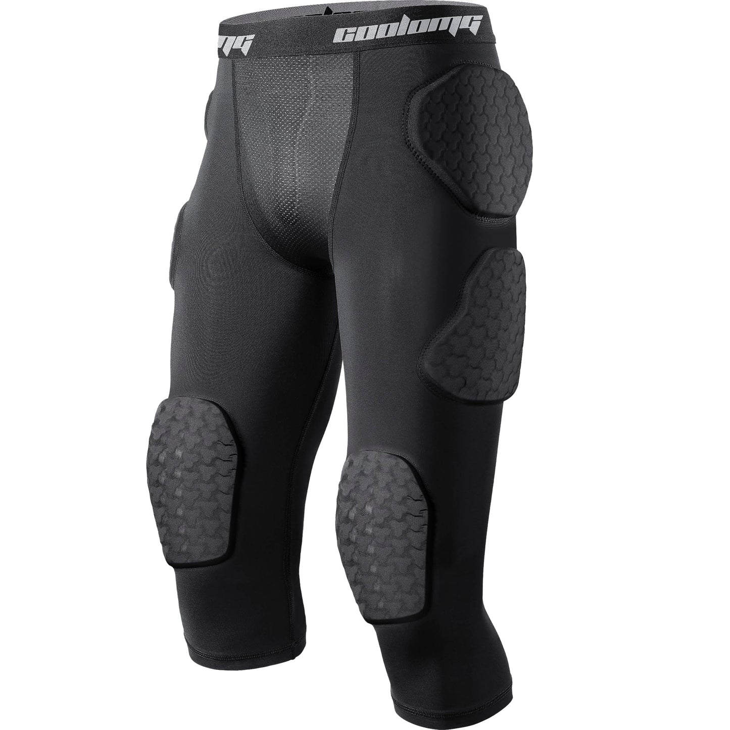 COOLOMG Youth Girdle Football 7-Pad for Knee Thigh Hip Tailbone Protection | Boys Football Padded Compression Girdle Shorts with Knee Pads