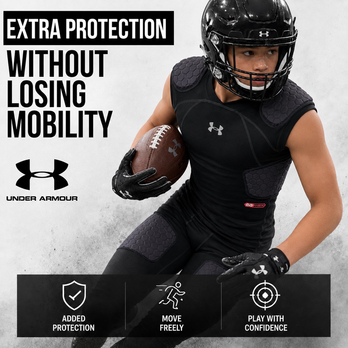Under Armour Gameday Pro 5-Pad Youth Football Compression Shirt Protective Top