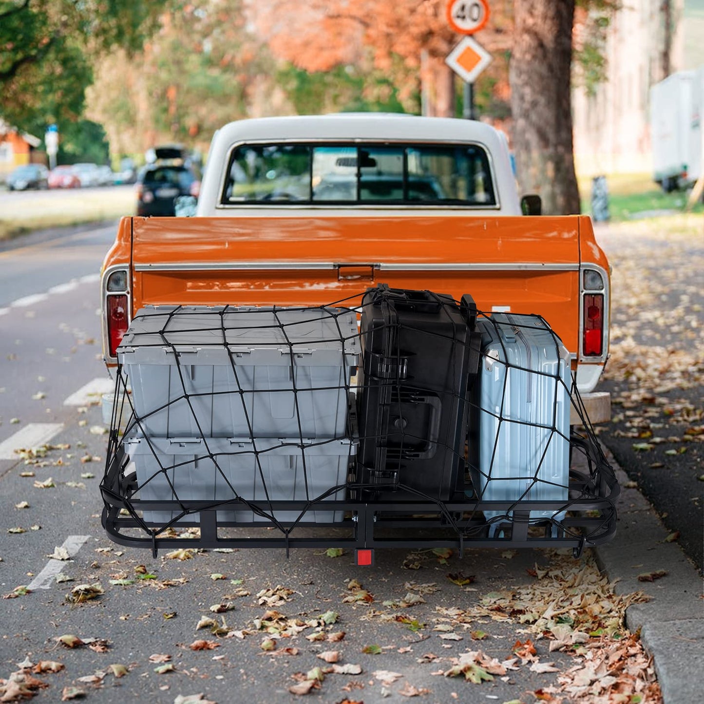 VEVOR 60x24x6 Folding Hitch Carrier - 500lb Capacity Cargo Basket & Waterproof Bag, Fits 2" Hitch Receiver for SUV, Truck, Pickup