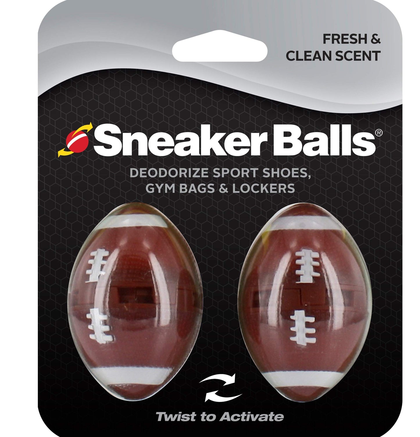 Sneaker Balls Odor-Fighting Shoe Fresheners, Eliminates Unpleasant Smells, Perfect For Sneakers, Gym Bags, Gear Bags, Drawers, Lockers, And More!, Football, 2 Pack