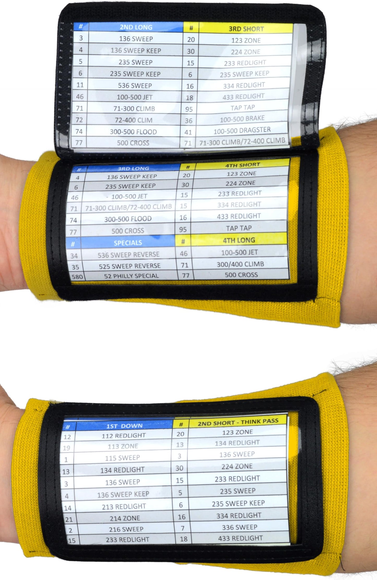 Sports Unlimited Adult Triple Wrist Coach, Football Wristbands for Plays, Baseball Wristbands, QB Arm Bands
