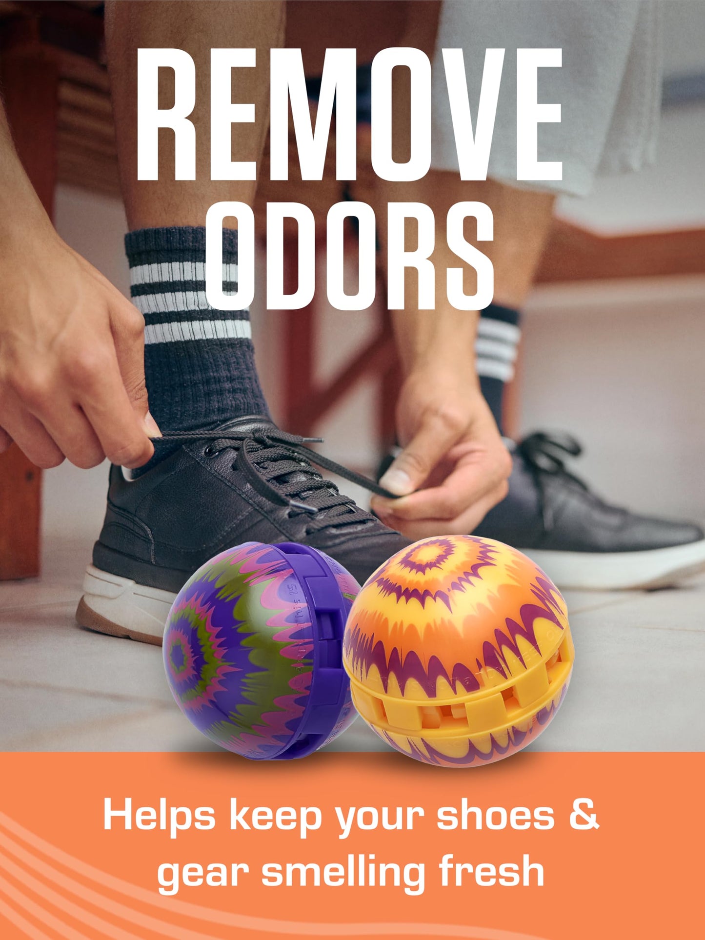 Sneaker Balls Odor-Fighting Shoe Fresheners, Eliminates Unpleasant Smells, Perfect For Sneakers, Gym Bags, Gear Bags, Drawers, Lockers, And More!, Football, 2 Pack