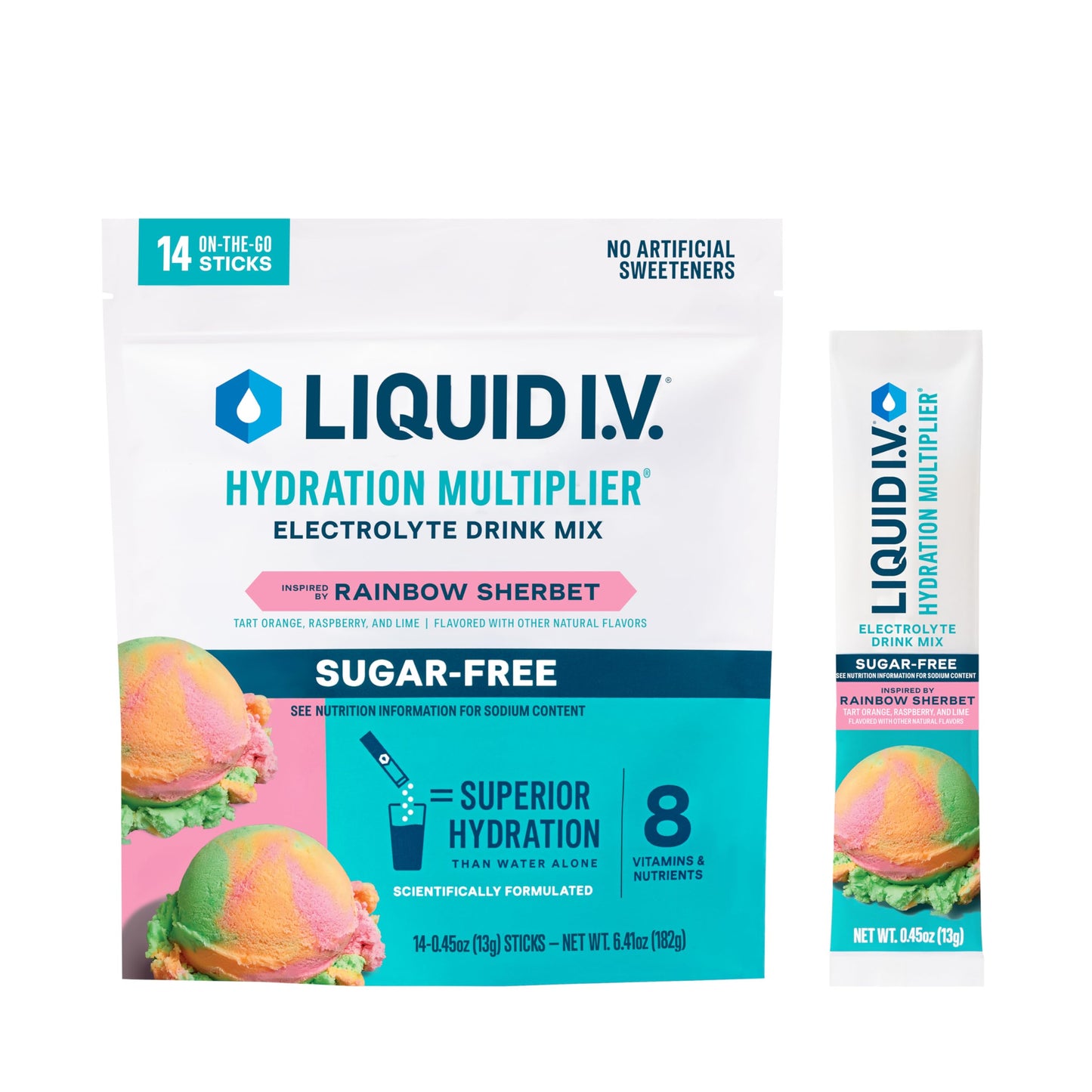 Liquid I.V.® Hydration Multiplier® Sugar-Free - Ring Pop Cherry | Electrolyte Powder Drink Mix | 1 Pack (14 Servings)