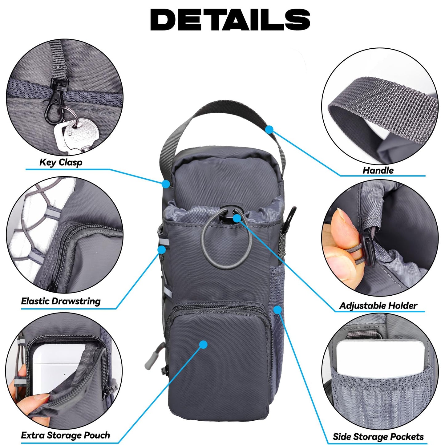 Magnetic Gym Bag for Men and Women, Magnetic Water Bottle Holder for Gym, Small Gym Bag, Gym Gifts for Women and Men (Blue, <40 OZ)