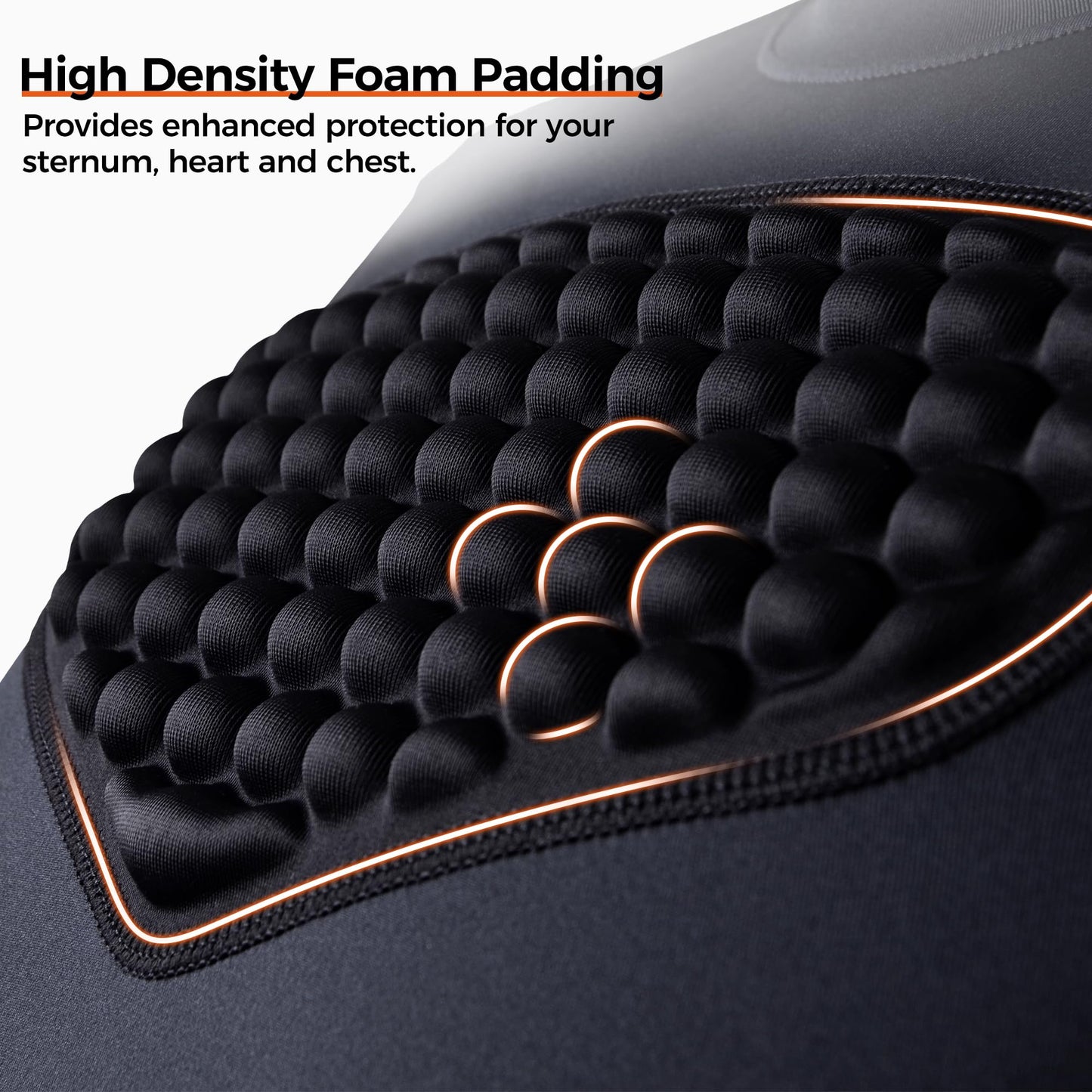 COOLOMG Mens Football Padded Compression Shirt Chest Rib Protector Baseball | Adult Heart Sternum Guard, 3-Pad Undershirt for Lacrosse Rugby Softball