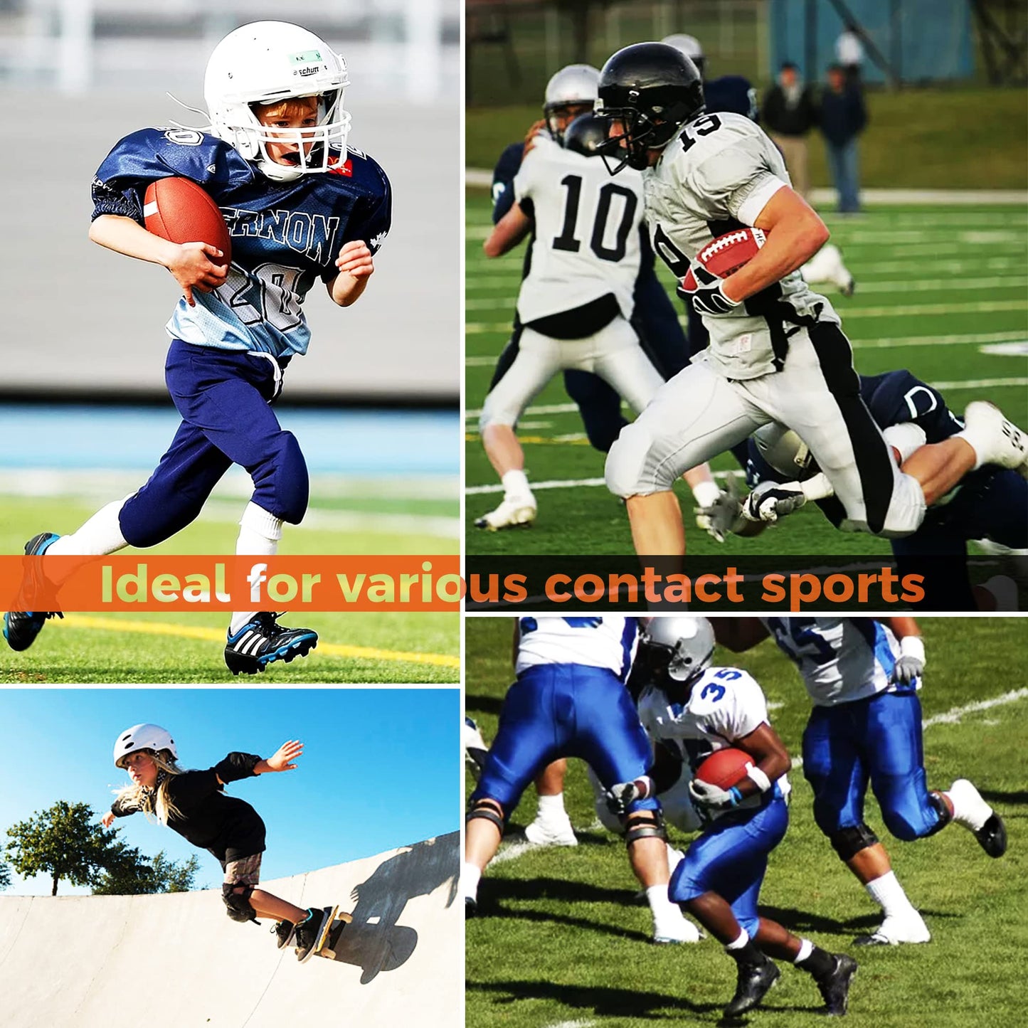 COOLOMG Youth Girdle Football 7-Pad for Knee Thigh Hip Tailbone Protection | Boys Football Padded Compression Girdle Shorts with Knee Pads