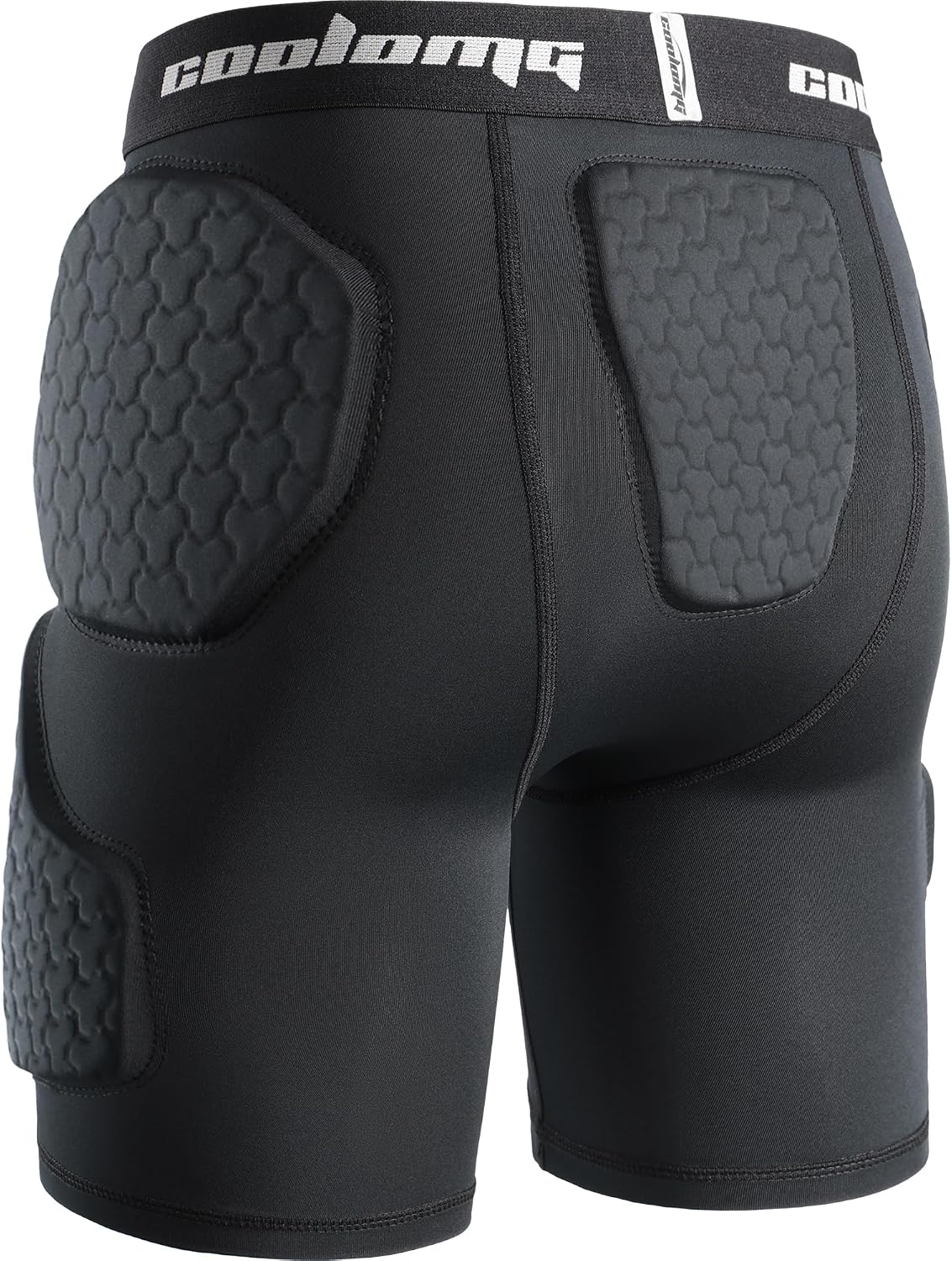 COOLOMG Youth Football Girdle 5-Pad Integrated Hip Thigh Tailbone Pads | Boys Football Padded Compression Shorts with Cup Pocket