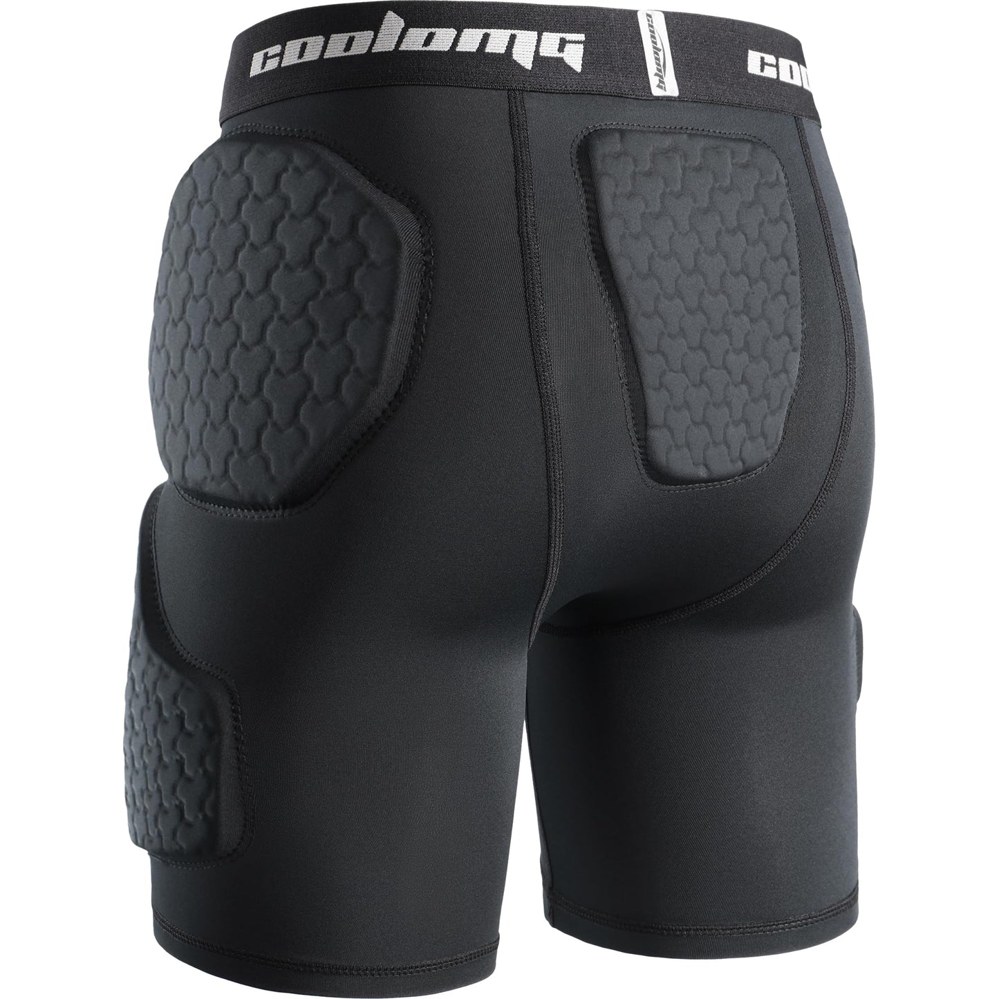 COOLOMG Youth Football Girdle 5-Pad Integrated Hip Thigh Tailbone Pads | Boys Football Padded Compression Shorts with Cup Pocket