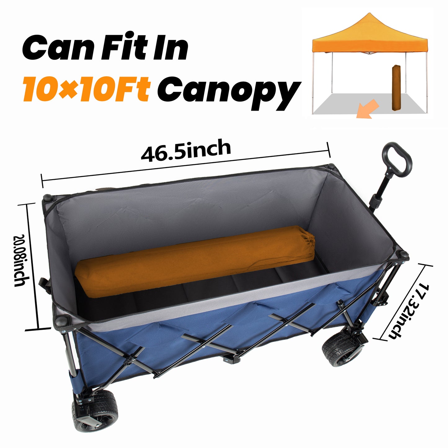 51- Inch Extended Heavy- Duty Foldable Utility Wagon  480lbs  Patented Ultra- Stable Frame  1-6 Space- Saving Fold  Portable And Collapsible For Beach  Sports  And Garden Use Dark Blue- Gray