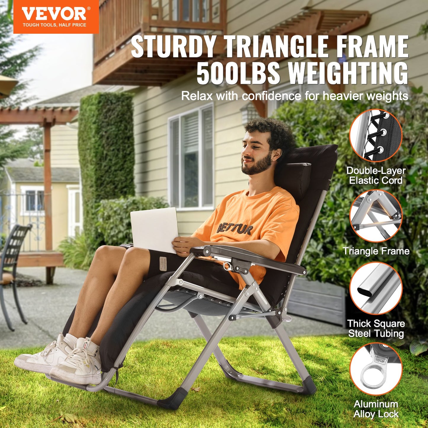 Zero Gravity Chair 26" Zero Gravity Recliner Lounge Chair Indoor & Outdoor
