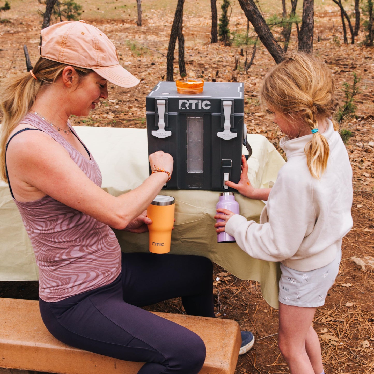 RTIC Halftime 3 Gallon Water Cooler Dispenser, Dual Taps, White | Insulated Beverage Dispenser for Sports, Parties, Camping, BBQ and Picnics, Dual Taps, Stackable, BPA Free