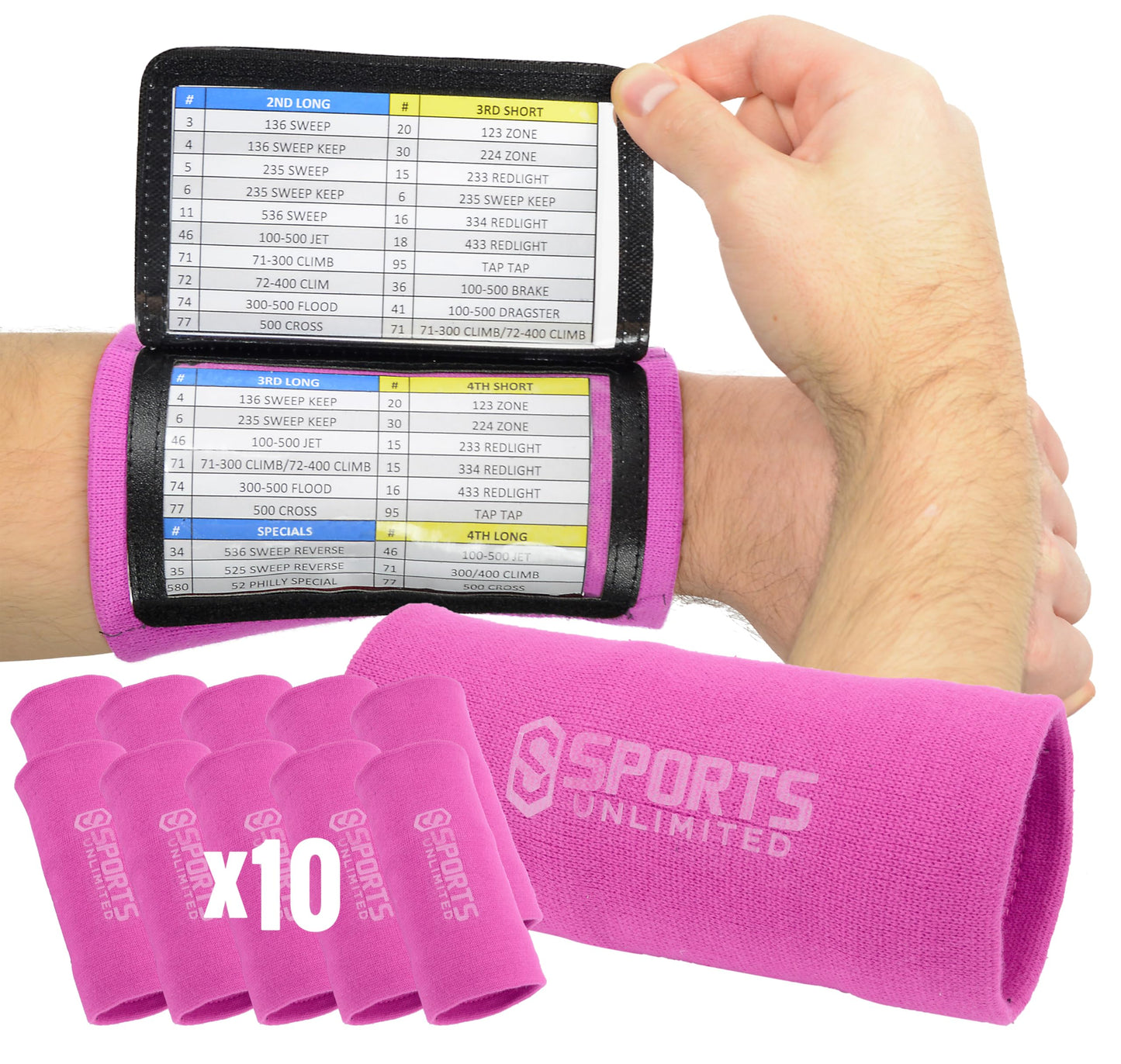 Sports Unlimited Adult Triple Wrist Coach, Football Wristbands for Plays, Baseball Wristbands, QB Arm Bands