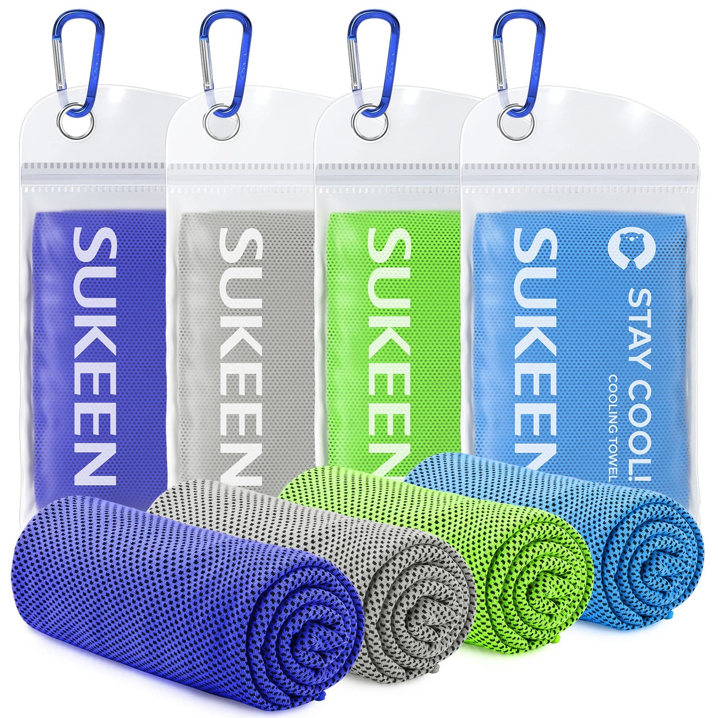 Sukeen 4 Pack Cooling Towels (40"x12"), Cooling Neck Wraps, Ice Towel, Soft Breathable Chilly Towel,Microfiber Towel for Yoga,Sport,Running,Gym,Workout,Camping,Fitness,Workout & More Activities