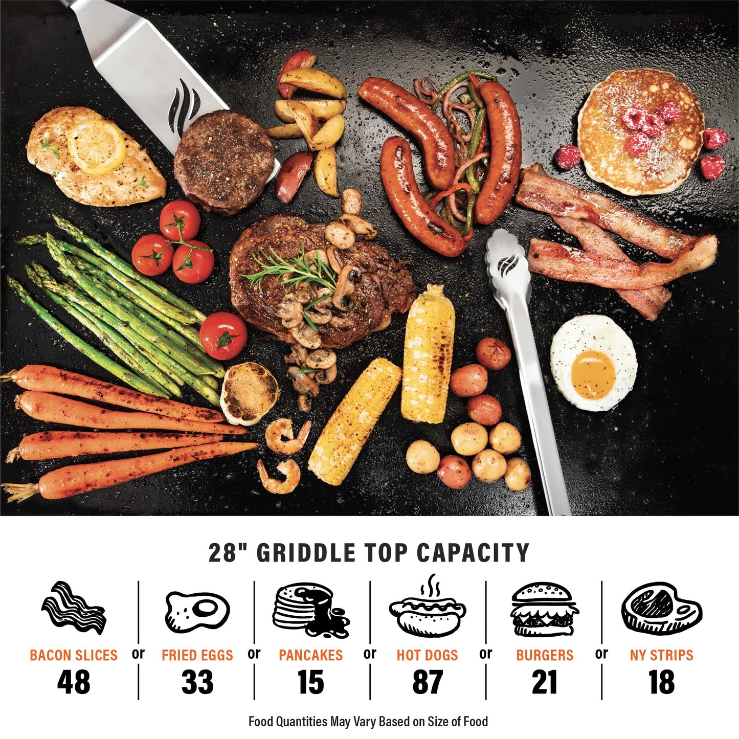 Blackstone 2450AZ 28" Omnivore Griddle with Hood Bundle | Includes 28" Griddle with Hood, Soft Cover, and Two Spatulas