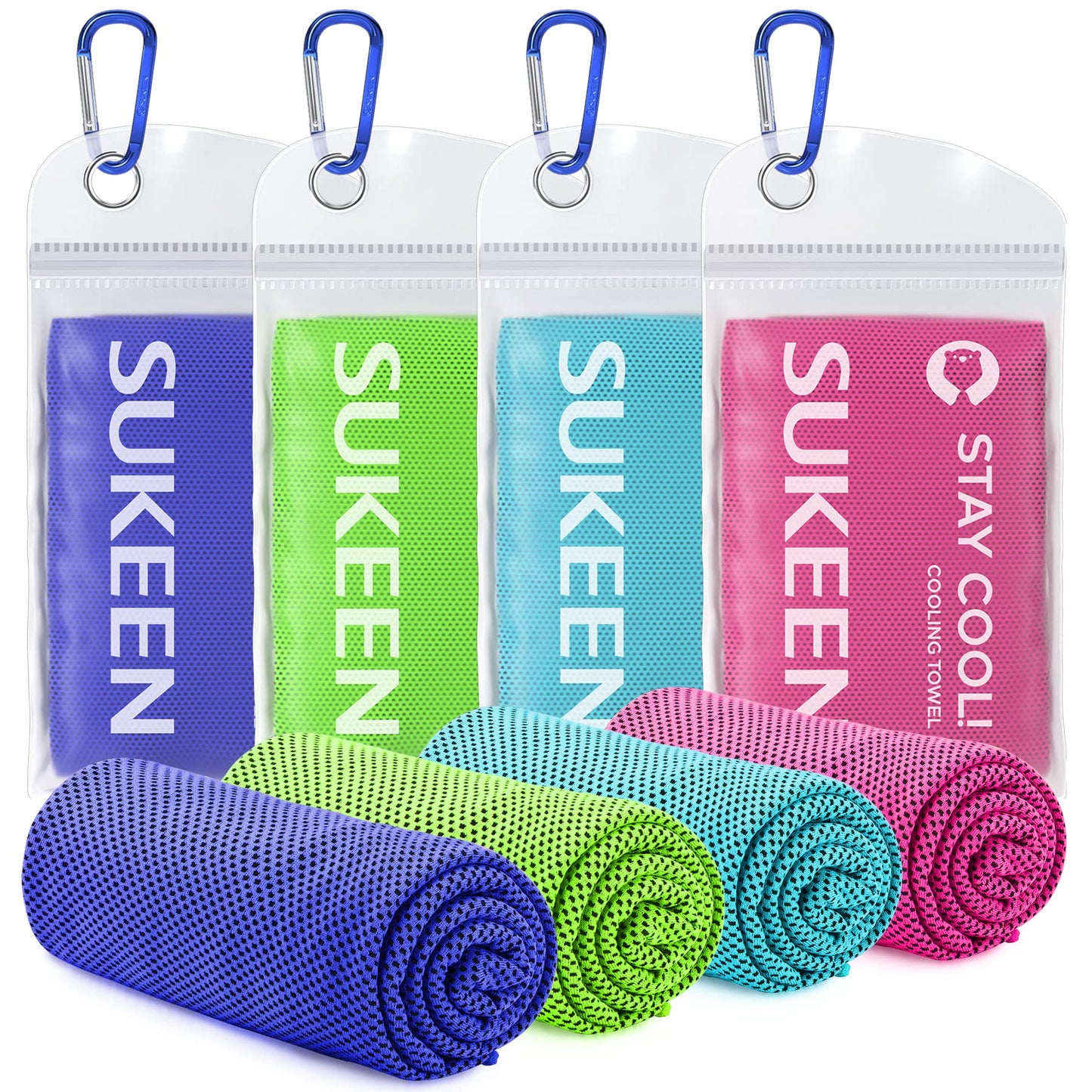 Sukeen 4 Pack Cooling Towels (40"x12"), Cooling Neck Wraps, Ice Towel, Soft Breathable Chilly Towel,Microfiber Towel for Yoga,Sport,Running,Gym,Workout,Camping,Fitness,Workout & More Activities