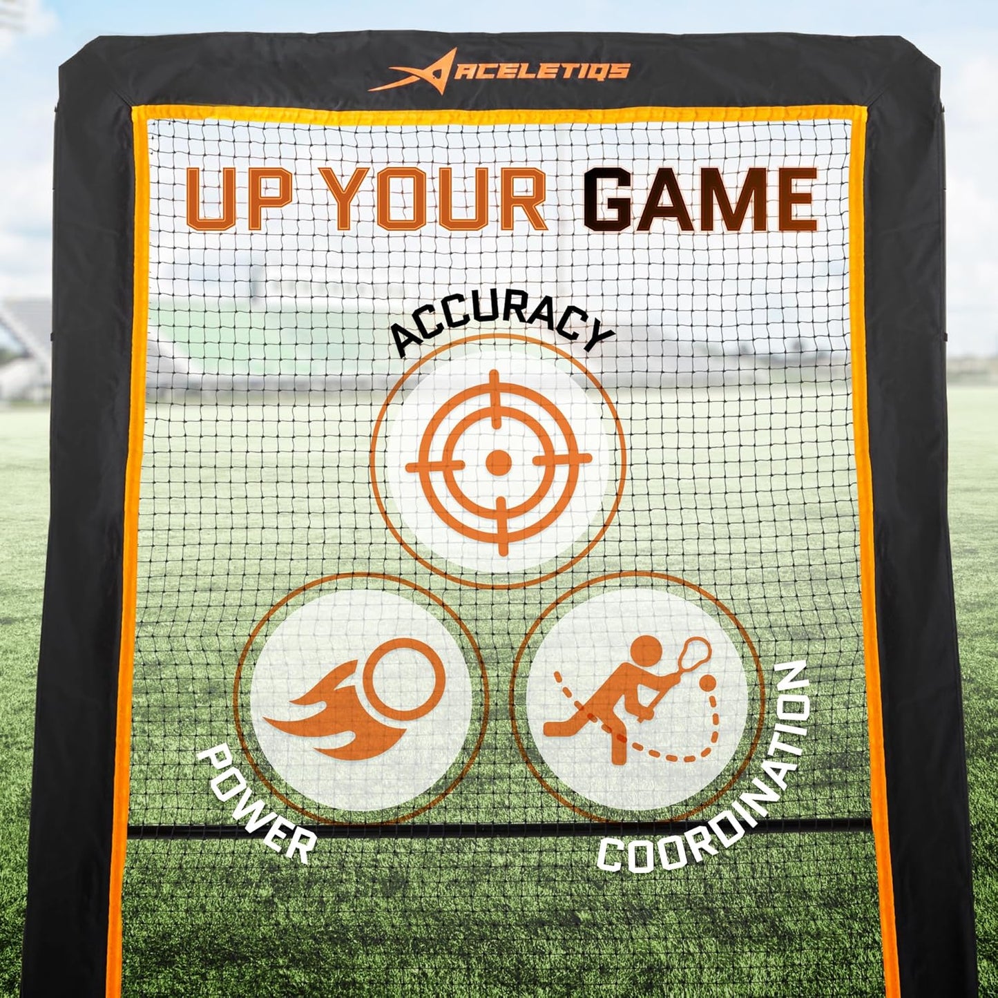 ACELETIQS Lacrosse Rebounder for Backyard 5x7 Feet Baseball Rebounder Volleyball Rebounder - Lacrosse Ball Pitchback, Throwback, Bounce Back Training Wall [Carry Bag Included]