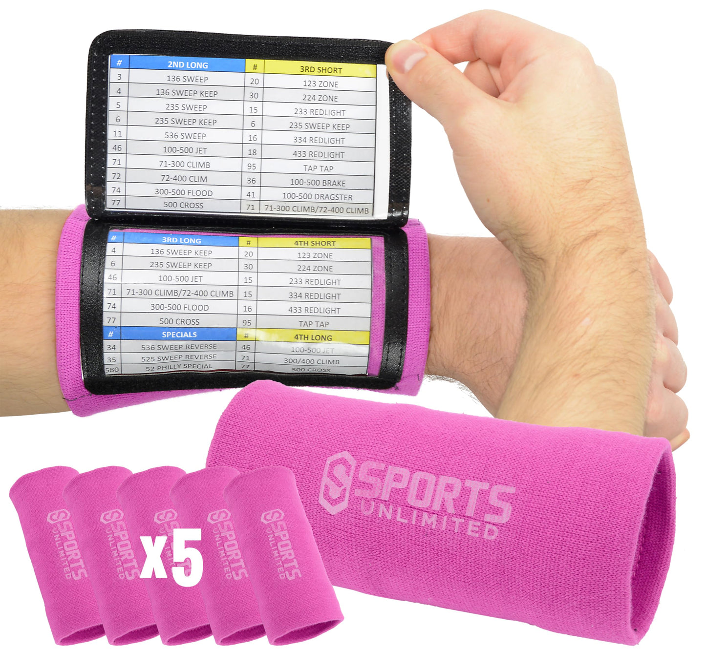 Sports Unlimited Adult Triple Wrist Coach, Football Wristbands for Plays, Baseball Wristbands, QB Arm Bands