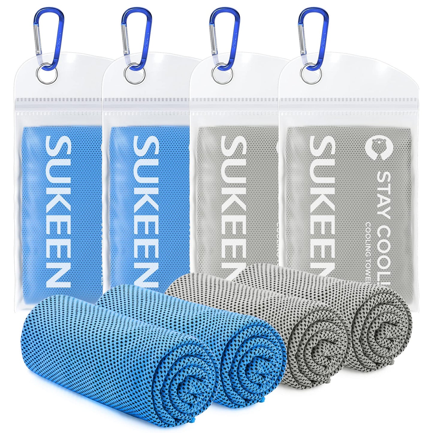 Sukeen 4 Pack Cooling Towels (40"x12"), Cooling Neck Wraps, Ice Towel, Soft Breathable Chilly Towel,Microfiber Towel for Yoga,Sport,Running,Gym,Workout,Camping,Fitness,Workout & More Activities