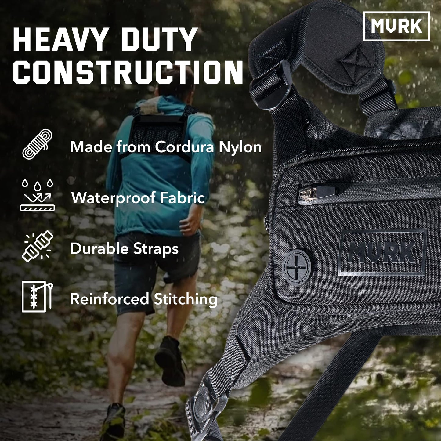 MVRK Water Resistant Running Vest Chest Pack, Phone Holder for Running, Lightweight Training Pack with Reflective Detail