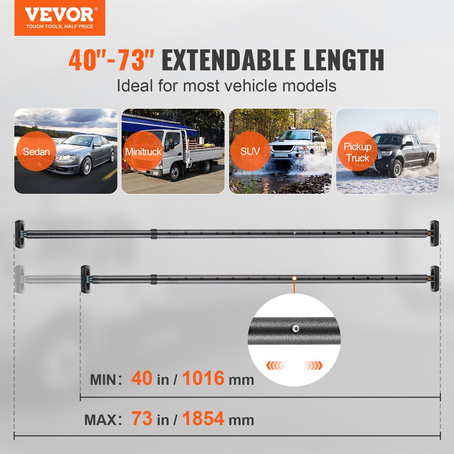 Cargo Bar, Truck Bed Bar Adjustable From Heavy-duty Steel Cargo Stabilizer Bar With 220 Lbs Capacity, Truck Load Bar Stop Sliding For Pickup Truck Bed, SUV, Minitruck