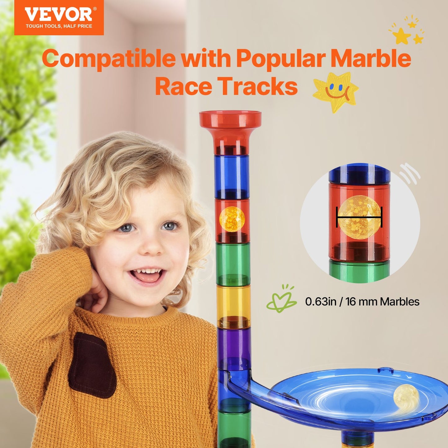 Marble Run Set, 145 Piece Marble Maze Building Block Brain Game, With 5 Glow In The Dark Marbles + 40 Glass Marbles, Educational Learning Race Track STEM Toys, For Kids, Boys, Girls Ages 3 +