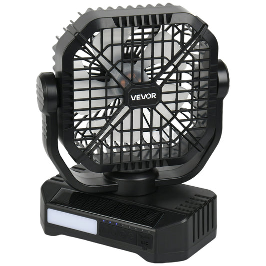 10400mAh Solar Fan, Camping Fan With Solar Panel & LED Lantern, 7W 8 Inch Portable Rechargeable Battery Powered For Outside, 4-Speed And Quiet Operated For Picnic, Barbecue, Fishing, Travel