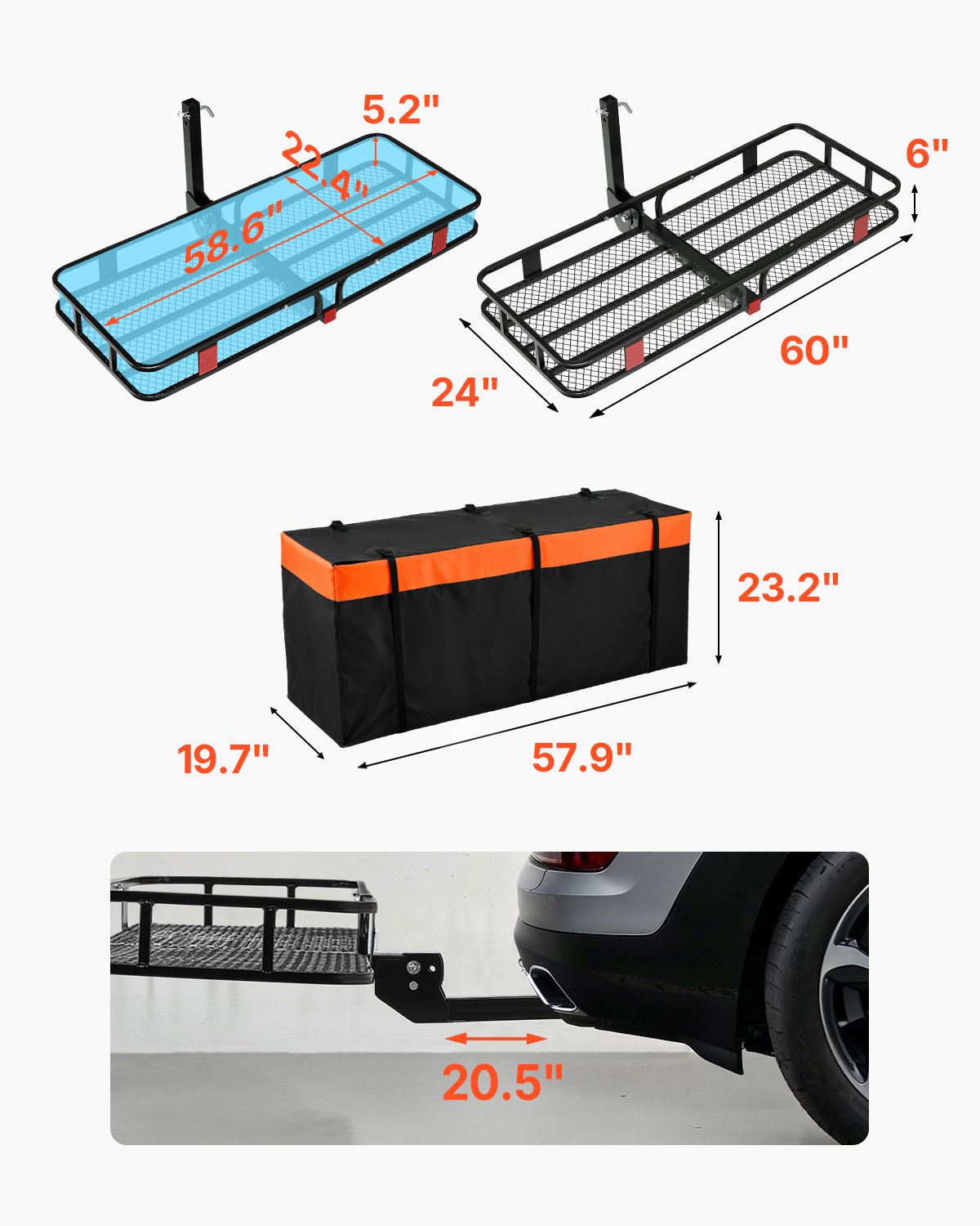 500 Lbs Hitch Cargo Carrier Folding Hitch Cargo Carrier With Cargo Net