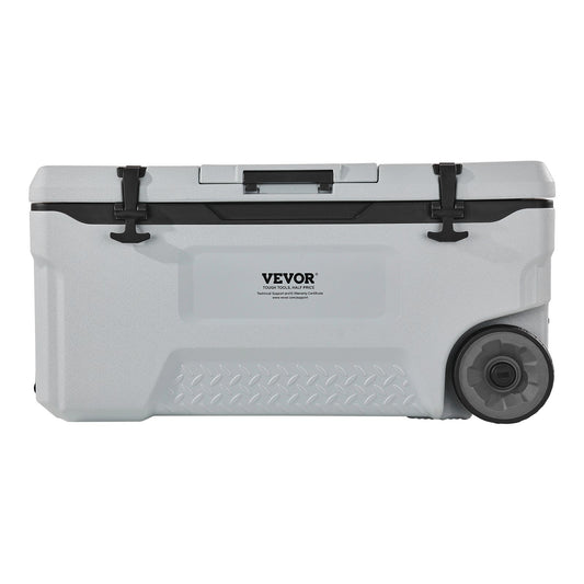 Portable Cooler 74 QT Insulated Wheeled Cooler 120 Can Capacity With Cup Holder